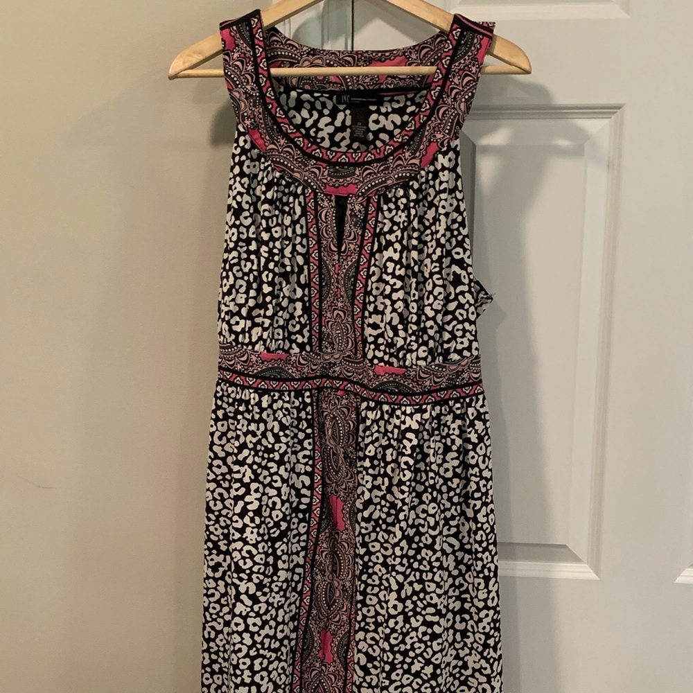 INC International Concepts Sleeveless Dress. Above Knee. B/W/Pink Animal Prnt 3X